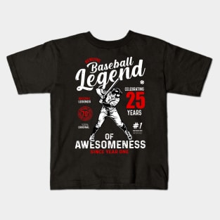 25th Birthday Gift Baseball Legend 70 Years Kids T-Shirt